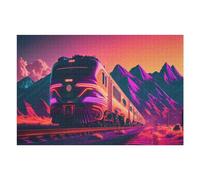 Puzzles pour Adolescents 75x50cm/1000pcs Puzzles Neon Train Journey Through Mountains Jeux Amusants De Puzzle : Analyse Et Logique pour Anniversaire, Noël 75x50cm/1000pcs