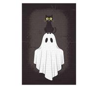 Puzzles pour Adolescents 75x50cm/1000pcs Puzzles pour Adultes Black Cat on Ghost Halloween Illustration Jeu Manuel Décoration pour La Maison pour Anniversaire, Noël 75x50cm/1000pcs