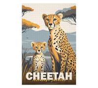 Puzzles pour Adolescents 75x50cm/1000pcs Puzzles pour Adultes Cheetah Mother and Cub Jeu Familial Découpe De Précision pour Anniversaire, Noël 75x50cm/1000pcs