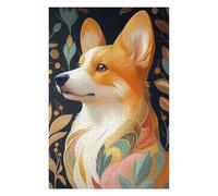 Puzzles pour Adolescents 75x50cm/1000pcs Puzzles pour Adultes Corgi with Floral Pattern Animal Jeux De Bricolage Découpe De Précision Cadeaux Anti-Stress 75x50cm/1000pcs