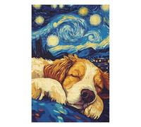 Puzzles pour Adolescents 75x50cm/1000pcs Puzzles pour Adultes Dog Sleeping Under Starry Night Jeux Amusants Décoration Idéale, Cadeaux Parfaits pour Toute La Famille 75x50cm/1000pcs