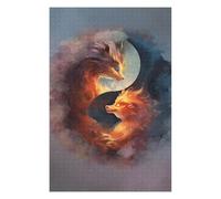 Puzzles pour Adolescents 75x50cm/1000pcs Puzzles pour Adultes Fox Yin Yang Japanese Jeux Amusants Décoration Idéale, Cadeaux Parfaits pour Toute La Famille 75x50cm/1000pcs