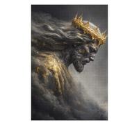 Puzzles pour Adolescents 75x50cm/1000pcs Puzzles pour Adultes Golden Crowned Jesus Bowing Down Jeux Relaxants pour Améliorer La Mémoire Cadeaux d'anniversaire Uniques 75x50cm/1000pcs