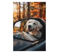 Puzzles pour Adolescents 75x50cm/1000pcs Puzzles pour Adultes Golden Retriever Side Mirror View Jeux De Bricolage Découpe De Précision Cadeaux Anti-Stress 75x50cm/1000pcs