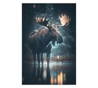 Puzzles pour Adolescents 75x50cm/1000pcs Puzzles pour Adultes Moose Night The Rain Jeux Amusants Décoration Idéale, Cadeaux Parfaits pour Toute La Famille 75x50cm/1000pcs