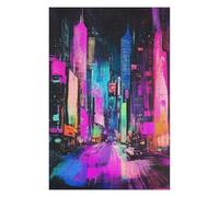 Puzzles pour Adolescents 75x50cm/1000pcs Puzzles pour Adultes Neon Cityscape Crayon Scratch Art Jeu Familial Découpe De Précision pour Anniversaire, Noël 75x50cm/1000pcs