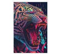 Puzzles pour Adolescents 75x50cm/1000pcs Puzzles pour Adultes Neon Tiger Roar Jeux Relaxants Améliore La Mémoire Cadeaux d'anniversaire Et Cadeaux Uniques 75x50cm/1000pcs