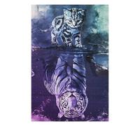 Puzzles pour Adolescents 75x50cm/1000pcs Puzzles pour Adultes Reflections of Nature Cat and Tiger Jeux Relaxants pour S'amuser en Famille pour Un Anniversaire, Noël 75x50cm/1000pcs