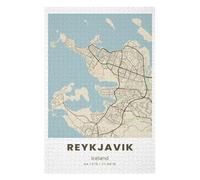 Puzzles pour Adolescents 75x50cm/1000pcs Puzzles pour Adultes Reykjavik City Map Jeu Familial Découpe De Précision pour Anniversaire, Noël 75x50cm/1000pcs
