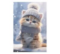 Puzzles pour Adolescents 75x50cm/1000pcs Puzzles pour Adultes Snowy Kitty Cuteness Jeu Manuel Décoration pour La Maison pour Anniversaire, Noël 75x50cm/1000pcs