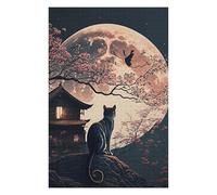 Puzzles pour Adolescents 75x50cm/1000pcs Puzzles pour Adultes The Moon Night Cat Japan Jeux Amusants Décoration Idéale, Cadeaux Parfaits pour Toute La Famille 75x50cm/1000pcs