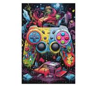 Puzzles pour Adolescents 75x50cm/1000pcs Puzzles pour Adultes Vibrant Gaming Controller Art Print Jeux Relaxants Améliore La Mémoire Cadeaux d'anniversaire Et Cadeaux Uniques 75x50cm/1000pcs