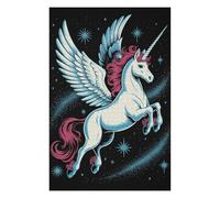 Puzzles pour Adolescents 75x50cm/1000pcs Puzzles pour Adultes Winged Unicorn in Starry Night Jeu Manuel Décoration pour La Maison pour Anniversaire, Noël 75x50cm/1000pcs