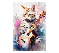 Puzzles pour Adolescents 75x50cm/1000pcs Puzzles Savannah Cat Playing Guita Puzzle pour Adultes Jeux Relaxants Décoration Parfaite Cadeaux Anti-Stress 75x50cm/1000pcs