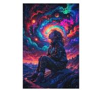 Puzzles pour Adolescents 75x50cm/1000pcs Puzzles Tripping Neon Space Girl Puzzle pour Adultes Jeu De Réflexion Cadeau d'anniversaire Cadeaux Anti-Stress 75x50cm/1000pcs