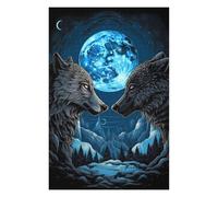 Puzzles pour Adolescents 75x50cm/1000pcs Puzzles Wolf Moonlight Vintage Puzzle pour Adultes, Jouet, Décoration Murale, pour Le Plaisir en Famille, Offrez-Lui Un Cadeau 75x50cm/1000pcs