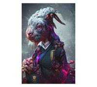 Puzzles pour Adolescents 75x50cm/1000pcs Rabbit Head Girl Artwork Puzzles pour Adultes Jeu De Réflexion Course De Vitesse Jeu Stimulant Cadeaux 75x50cm/1000pcs