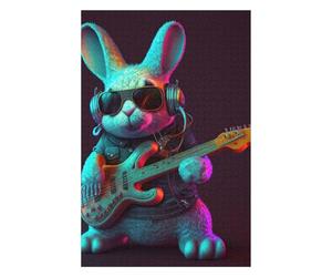 Puzzles pour Adolescents 75x50cm/1000pcs Rabbit Rock Star with Guitar Puzzles pour Adultes, Jouets À Monter Soi-même, Décoration Murale, Cadeaux d'anniversaire Et De Noël Uniques 75x50cm/1000pcs
