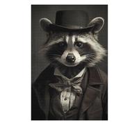Puzzles pour Adolescents 75x50cm/1000pcs Raccoon Retro Puzzle pour Adultes, Jeu De Réflexion, Une Œuvre d'art, Cadeaux Uniques pour Un Anniversaire Ou Noël 75x50cm/1000pcs