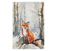 Puzzles pour Adolescents 75x50cm/1000pcs Red Fox in Winter Forest Puzzles pour Adultes, Décoration Murale Amusante Et Humoristique, pour Stimuler Le Cerveau 75x50cm/1000pcs