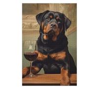 Puzzles pour Adolescents 75x50cm/1000pcs Rottweiler Enjoying Wine Puzzles pour Adultes - Jeu Manuel - Cadeaux pour Femmes - Stimule Le Cerveau 75x50cm/1000pcs