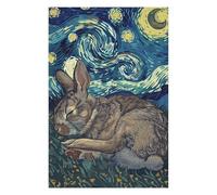 Puzzles pour Adolescents 75x50cm/1000pcs Sleeping Rabbit Starry Night Art Puzzles Jeux Relaxants Assemblage De Motifs Difficile Et Stimulant 75x50cm/1000pcs
