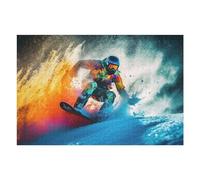 Puzzles pour Adolescents 75x50cm/1000pcs Snowboarder in Action Colorful Motion Blur Puzzles pour Adultes : Analyse Et Logique du Jeu, Interaction Parent-Enfant 75x50cm/1000pcs