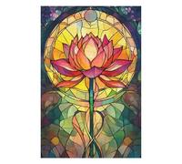 Puzzles pour Adolescents 75x50cm/1000pcs Stained Glass Lotus Casse-têtes pour Adultes, Jeu De Réflexion, Améliore La Mémoire, Cadeaux pour Les Amis Et La Famille 75x50cm/1000pcs