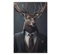 Puzzles pour Adolescents 75x50cm/1000pcs Stylish Deer in Suit Puzzle pour Adultes, Jeu De Réflexion Amusant Et Humoristique, Cadeau d'anniversaire, 75x50cm/1000pcs