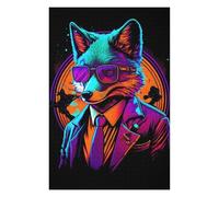 Puzzles pour Adolescents 75x50cm/1000pcs Stylish Fox in Suit Art Print Puzzles pour Adultes Jeu De Réflexion Course De Vitesse Jeu Stimulant Cadeaux 75x50cm/1000pcs