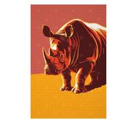 Puzzles pour Adolescents 75x50cm/1000pcs Stylized Rhinoceros Illustration Puzzle pour Adultes, Jeu Familial, Assemblage De Motifs, Activités Amusantes À La Maison, 75x50cm/1000pcs