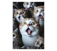 Puzzles pour Adolescents 75x50cm/1000pcs Surprised Cats Compilation-3 Puzzles pour Adultes Jeu Familial Améliore La Mémoire Cadeaux d'anniversaire Et De Noël Uniques 75x50cm/1000pcs