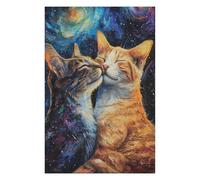Puzzles pour Adolescents 75x50cm/1000pcs Two Cats in Love Together Puzzle pour Adultes, Jeu De Réflexion Amusant Et Humoristique, Cadeau d'anniversaire, 75x50cm/1000pcs