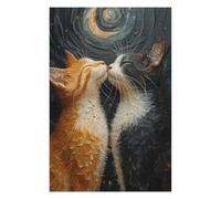 Puzzles pour Adolescents 75x50cm/1000pcs Two Cats Puzzle pour Adultes, Jeu Familial, Assemblage De Motifs, Activités Amusantes À La Maison, 75x50cm/1000pcs