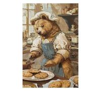 Puzzles pour Adolescents 75x50cm/1000pcs Vintage Bear Kitchen Puzzles pour Adultes - Jeu Manuel - Cadeaux pour Femmes - Stimule Le Cerveau 75x50cm/1000pcs