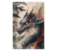 Puzzles pour Adolescents 75x50cm/1000pcs Vintage Inked Dragon Puzzles Jeux Relaxants Assemblage De Motifs Difficile Et Stimulant 75x50cm/1000pcs