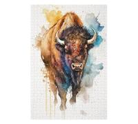 Puzzles pour Adolescents 75x50cm/1000pcs Watercolor Bison Puzzles pour Adultes, Jouets Anti-Stress, Décoration Murale, Cadeaux d'anniversaire Et Cadeaux Uniques 75x50cm/1000pcs