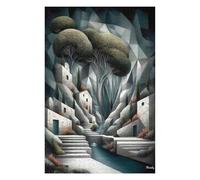 Puzzles pour Adolescents 75x50cm/1000pcs Whispering Village of Stone and Mist Puzzles pour Adultes Jeux Relaxants Décoration Parfaite Cadeaux Et Anniversaires Uniques 75x50cm/1000pcs