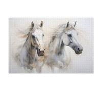 Puzzles pour Adolescents 75x50cm/1000pcs Whispering Winds A Pair of Graceful Horses in Motion Puzzles pour Adultes : Analyse Et Logique du Jeu, Interaction Parent-Enfant 75x50cm/1000pcs