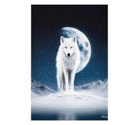 Puzzles pour Adolescents 75x50cm/1000pcs White Wolf Under The Winter Moon Puzzle pour Adultes, Jouets À Monter Soi-même, Défi Difficile, Cadeaux pour Les Amis Et La Famille 75x50cm/1000pcs
