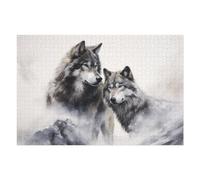 Puzzles pour Adolescents 75x50cm/1000pcs Winter Wolf Pair Puzzles pour Adultes, Jouets, Décoration Murale, Cadeaux pour Femmes, Cadeaux Uniques pour Anniversaire Et Noël 75x50cm/1000pcs