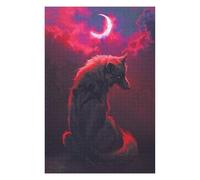 Puzzles pour Adolescents 75x50cm/1000pcs Wolf Under The Blood Moon Puzzle pour Adultes, Jeu De Réflexion Amusant Et Humoristique, Cadeau d'anniversaire, 75x50cm/1000pcs