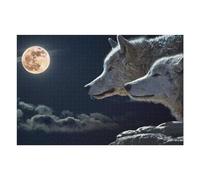 Puzzles pour Adolescents 75x50cm/1000pcs Wolves Under The Moonlit Sky Puzzle pour Adultes, Jouet, Décoration Murale, Anti-Stress, Activités Amusantes À La Maison, 75x50cm/1000pcs