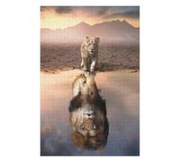 Puzzles pour Adolescents 75x50cm/1000pcs Young Lion Reflection in Water Puzzle pour Adultes, Jouet, Décoration Murale, Cadeau d'anniversaire, Cadeaux, 75x50cm/1000pcs