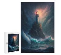 Puzzles pour Adolescents A Lighthouse in A Storm V6 Puzzle Adulte - Décoration Murale - Découpe De Précision pour Les Gamers 1000 PCS