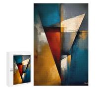 Puzzles pour Adolescents Abstract Angular Structure - Blue, Gold & Red Geometry Jeu De Puzzle Familial pour Adultes, Amusant Et Humoristique, Activités À Faire À La Maison, 1000 PCS