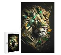Puzzles pour Adolescents Abstract Gold Green Lion Puzzle Adulte - Décoration Murale - Découpe De Précision pour Les Gamers 1000 PCS