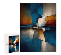 Puzzles pour Adolescents Abstract Pentagonal Form - Blue, Gold & Ivory Geometry Puzzle pour Adultes Jeux en Famille Une Œuvre d'art Interaction Parent-Enfant 500 PCS