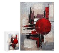 Puzzles pour Adolescents Abstract Red Sphere - Black, White & Crimson Geometry Puzzles pour Adultes, Jouets Anti-Stress, Difficile, Cadeau d'anniversaire, Cadeaux, 300 PCS