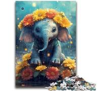 Puzzles pour Adolescents, Adorable bébé éléphant, 1 000 pièces, Anti-Stress, pour Passer Un Bon Moment, Interaction Parent-Enfant (26x38cm)